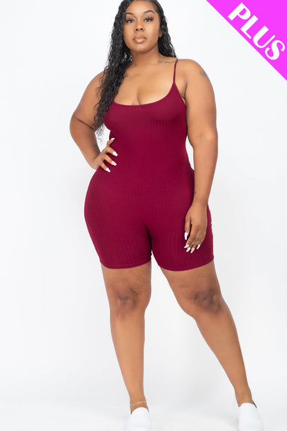 Ribbed Bodycon Romper in Plus Size