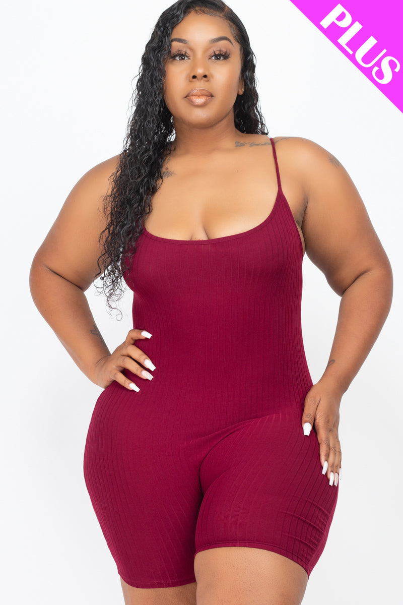 Ribbed Bodycon Romper in Plus Size