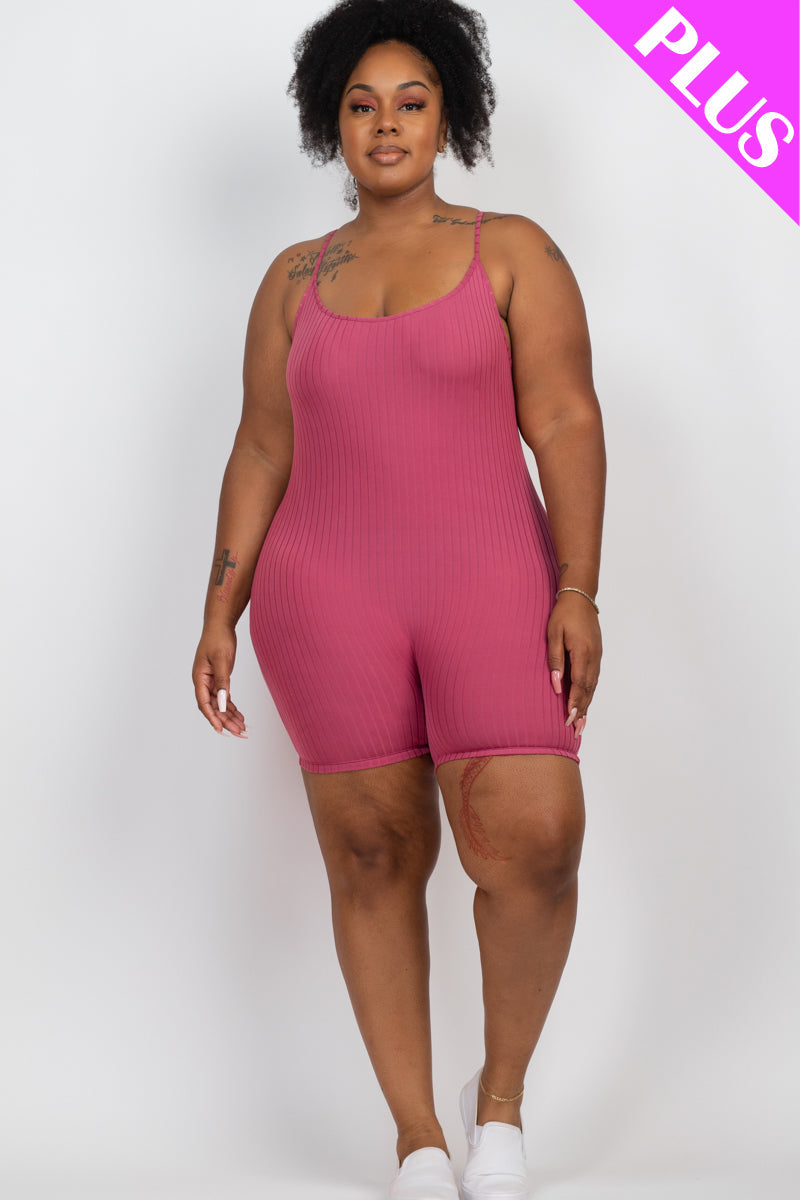 Ribbed Bodycon Romper in Plus Size