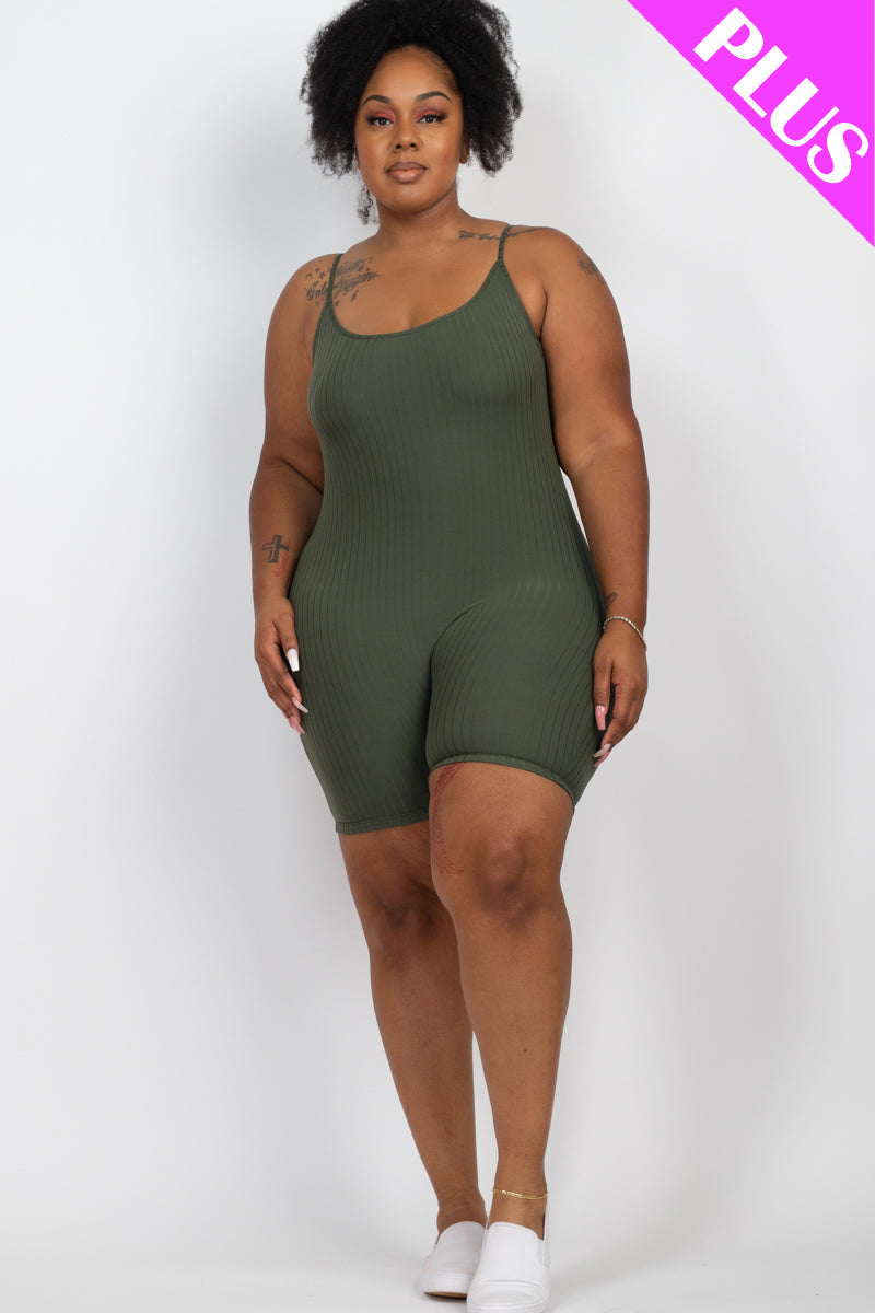 Ribbed Bodycon Romper in Plus Size