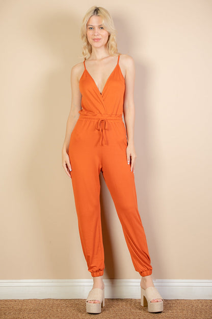 Sleeveless Jumpsuit with Tie Waist