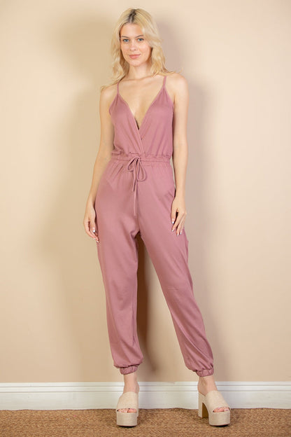 Sleeveless Jumpsuit with Tie Waist