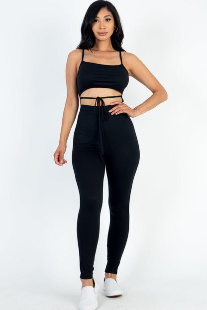 Solid Tie-Front Cutout Jumpsuit