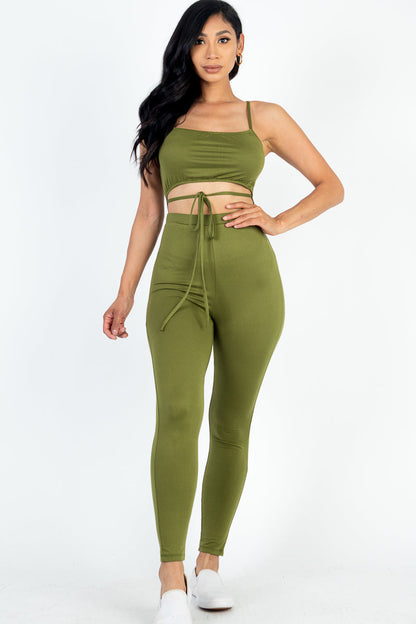 Solid Tie-Front Cutout Jumpsuit