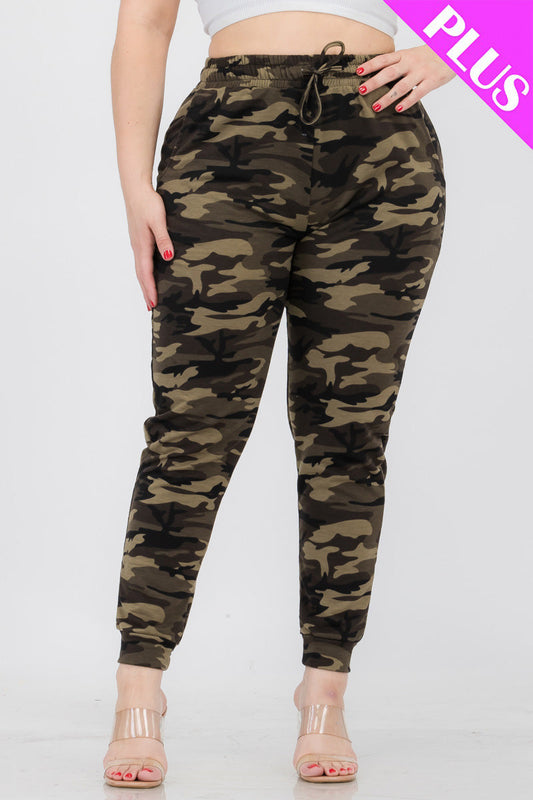 Curvy French Terry Camo Print Joggers