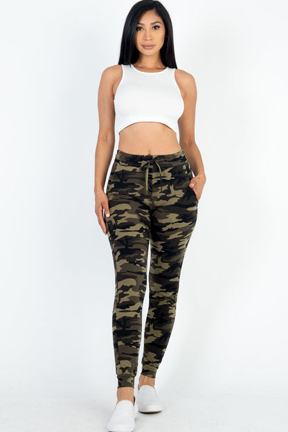Camo Print Joggers in French Terry Fabric