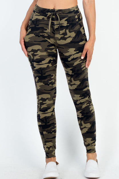 Camo Print Joggers in French Terry Fabric