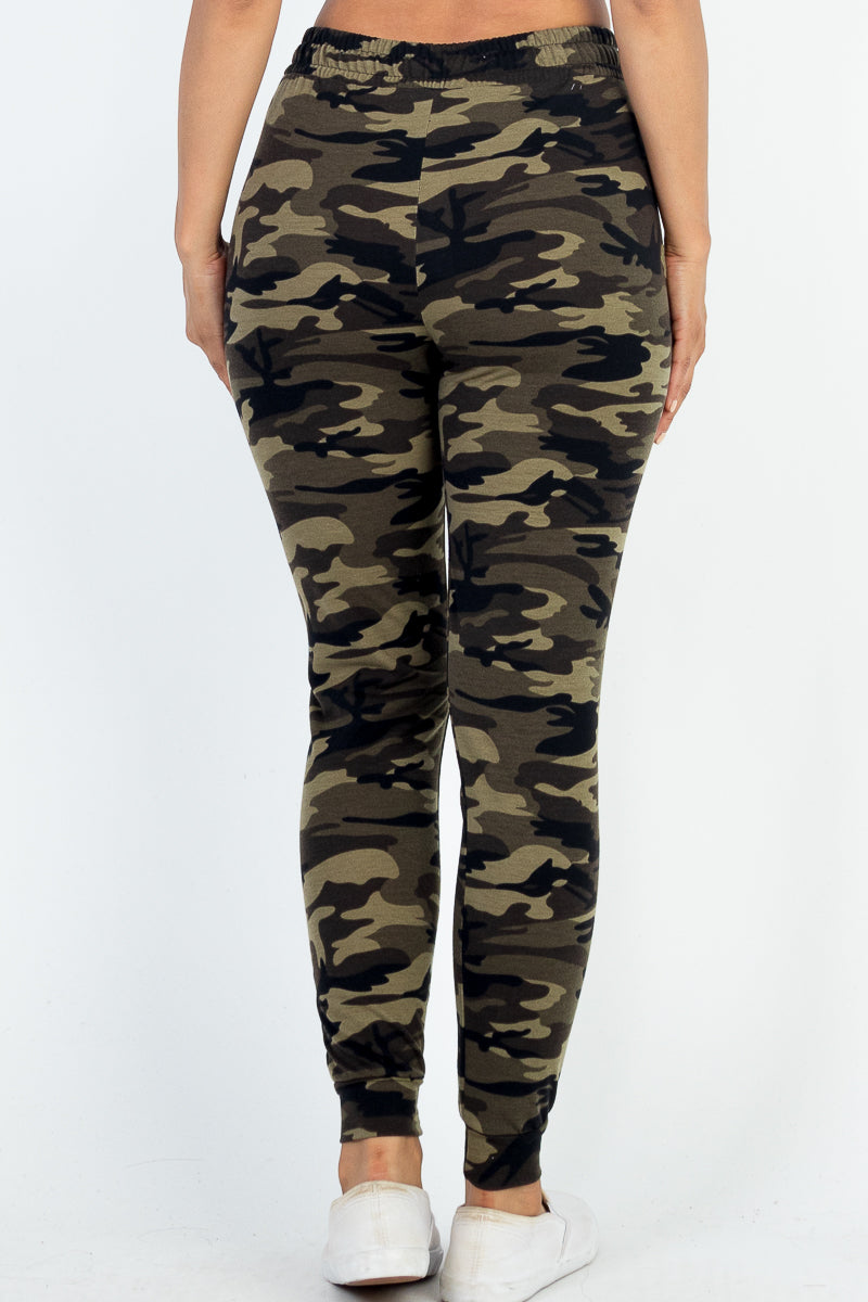 Camo Print Joggers in French Terry Fabric