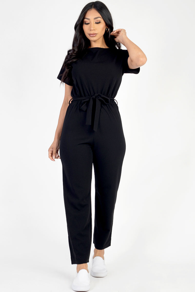 Relaxed jumpsuit with a tie waist