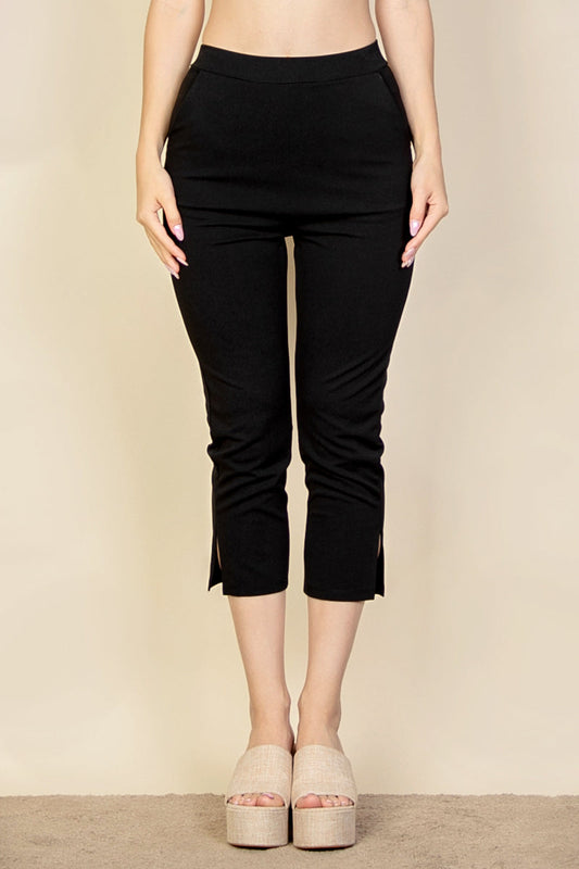 Cropped Pants with Slit Hem