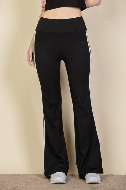 Flare Pants with Contrasting Side Stripes