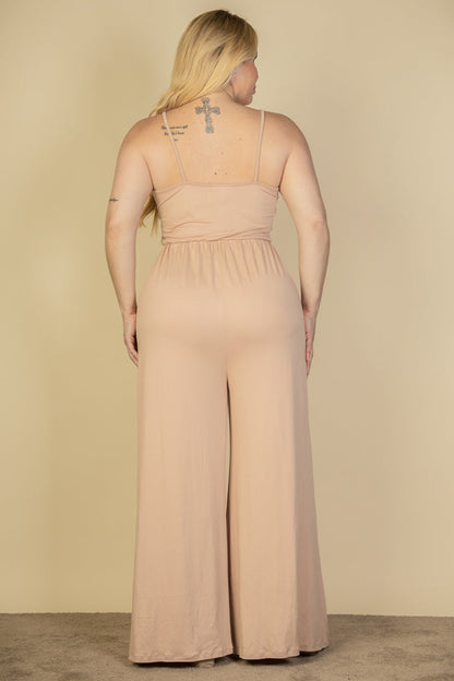 Wide Leg Jumpsuit with Button Front for Plus Size