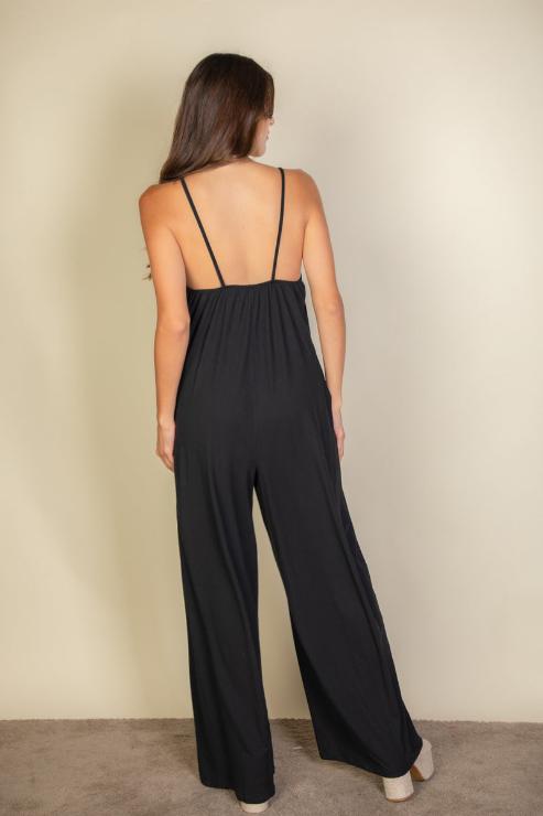 Solid Wide-Leg Jumpsuit with Spaghetti Straps