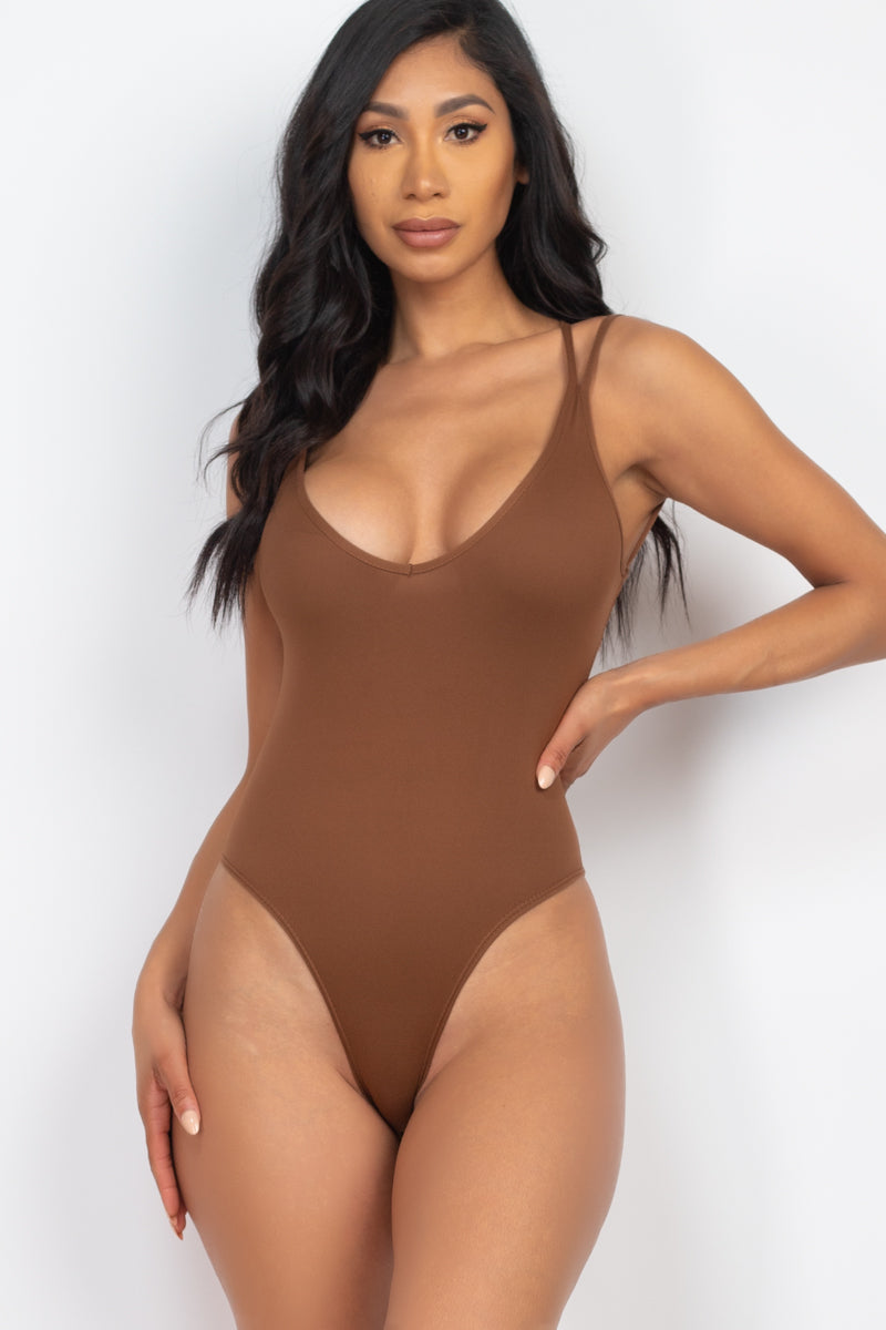 Seductive Bodysuit Top with Crossed Back Detail