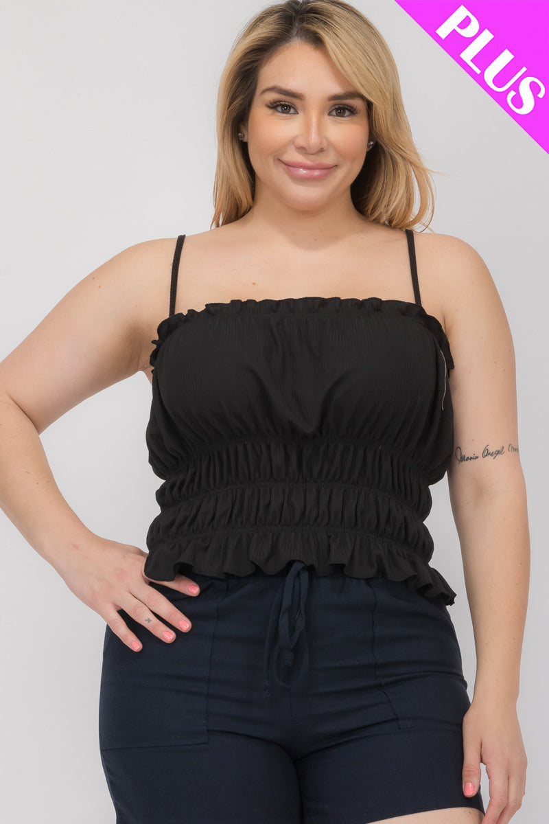 Tiered Shirred Body Crop Top for Plus Sizes