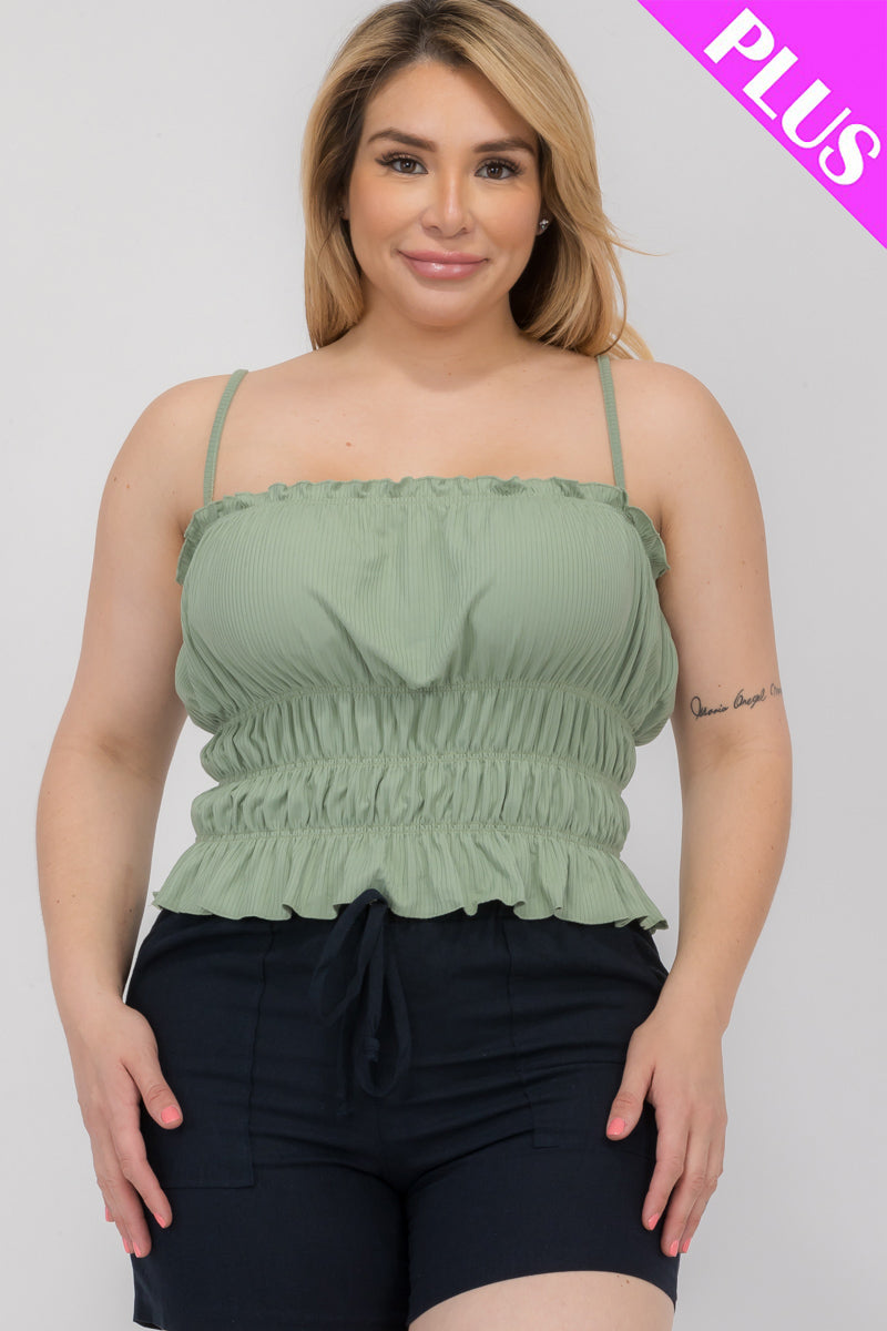 Tiered Shirred Body Crop Top for Plus Sizes