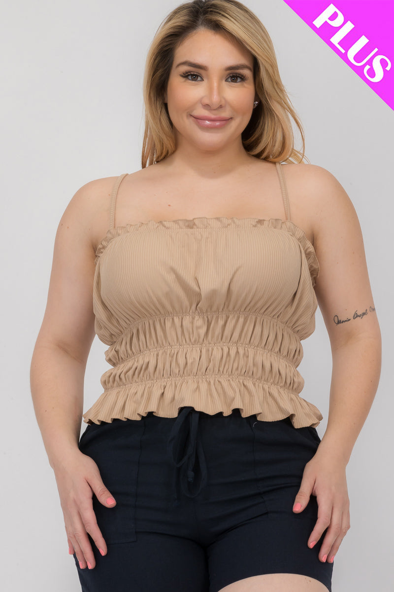 Tiered Shirred Body Crop Top for Plus Sizes