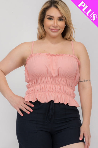 Tiered Shirred Body Crop Top for Plus Sizes