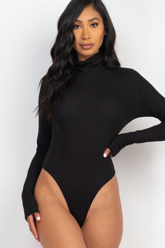 Long Sleeve Ribbed Turtle Neck Bodysuit