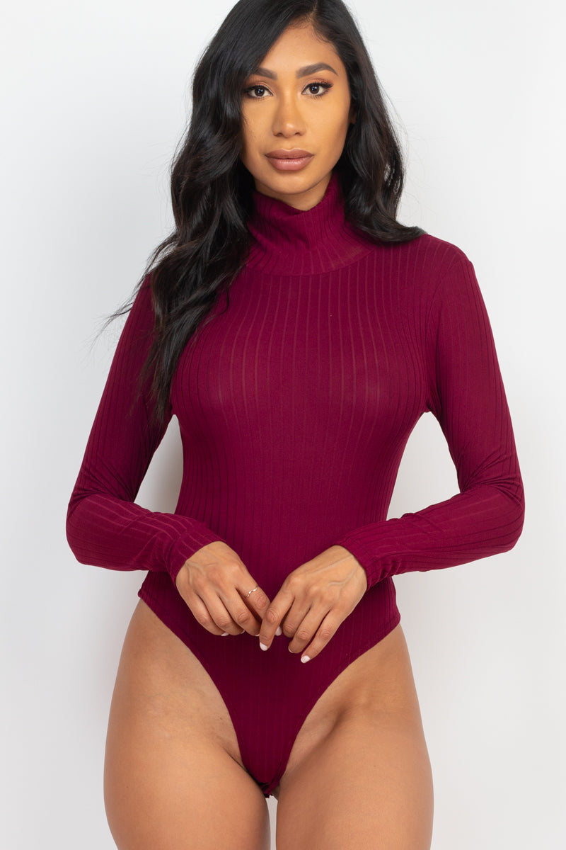 Long Sleeve Ribbed Turtle Neck Bodysuit