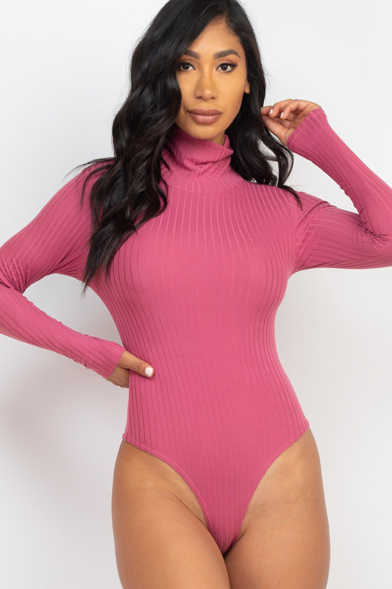 Long Sleeve Ribbed Turtle Neck Bodysuit