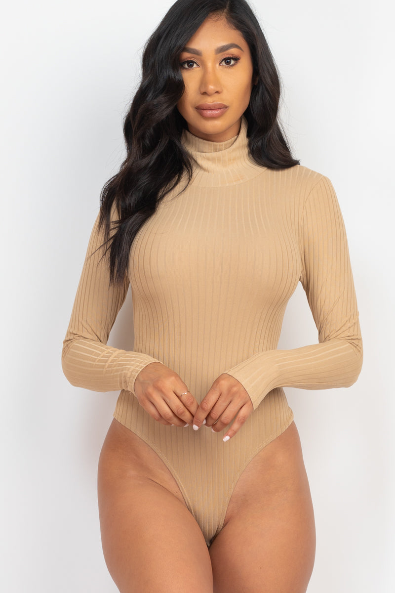 Long Sleeve Ribbed Turtle Neck Bodysuit