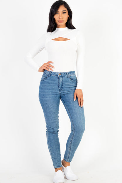 Long Sleeve Bodysuit with Front Cutout