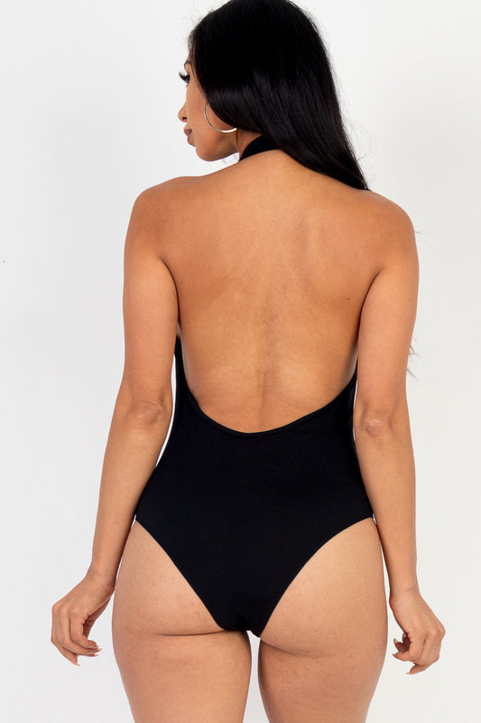 Bodysuit with a Halter Neckline