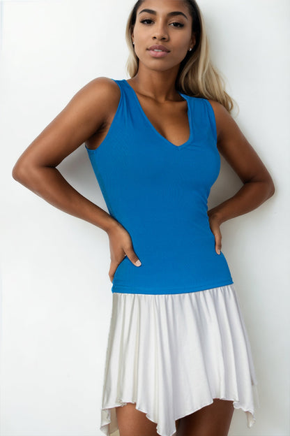 Sleeveless Ribbed V-Neck Top