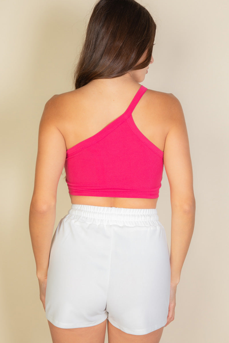 Asymmetric Ribbed Crop Top