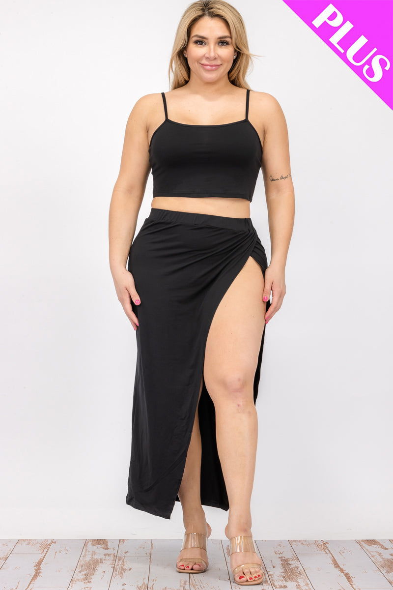 Curvy Crop Cami & Split Thigh Maxi Skirt Set