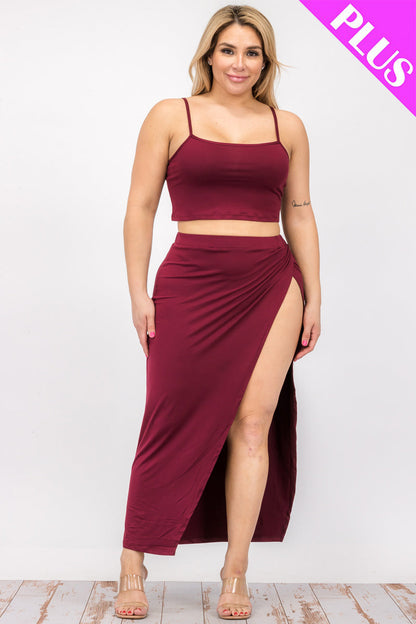 Curvy Crop Cami & Split Thigh Maxi Skirt Set