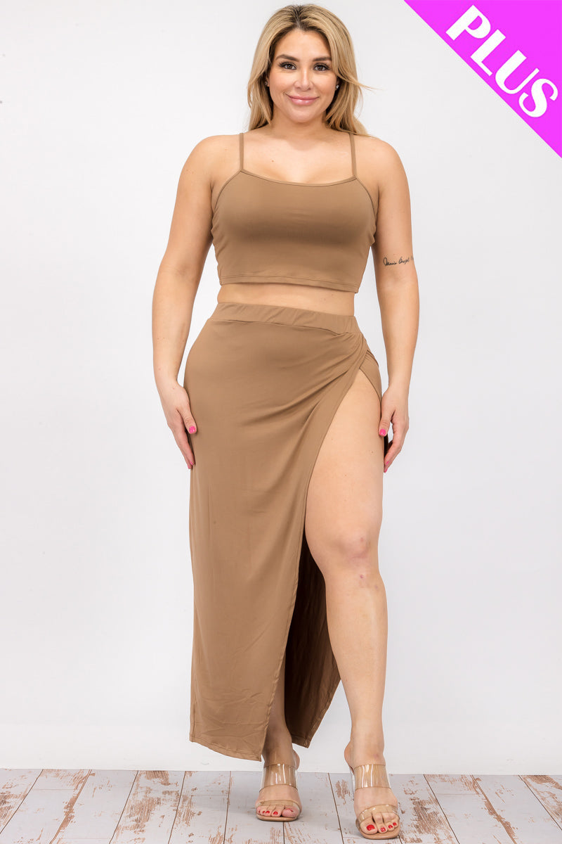 Curvy Crop Cami & Split Thigh Maxi Skirt Set