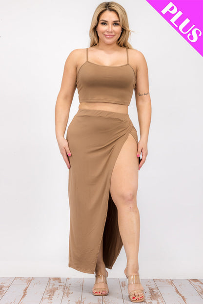 Curvy Crop Cami & Split Thigh Maxi Skirt Set