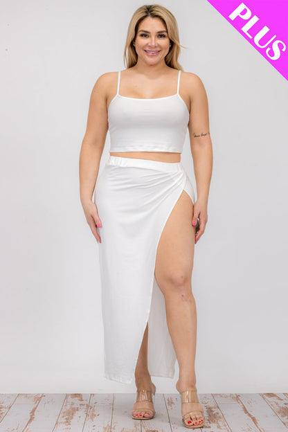 Curvy Crop Cami & Split Thigh Maxi Skirt Set