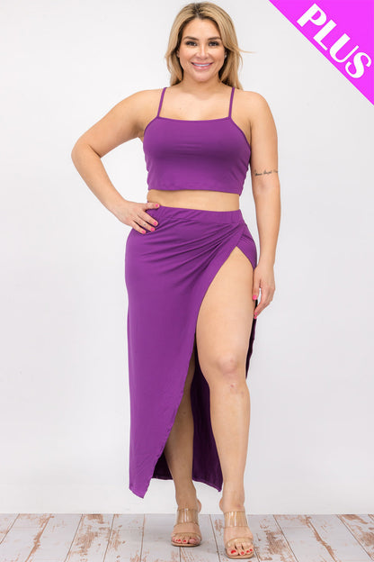 Curvy Crop Cami & Split Thigh Maxi Skirt Set