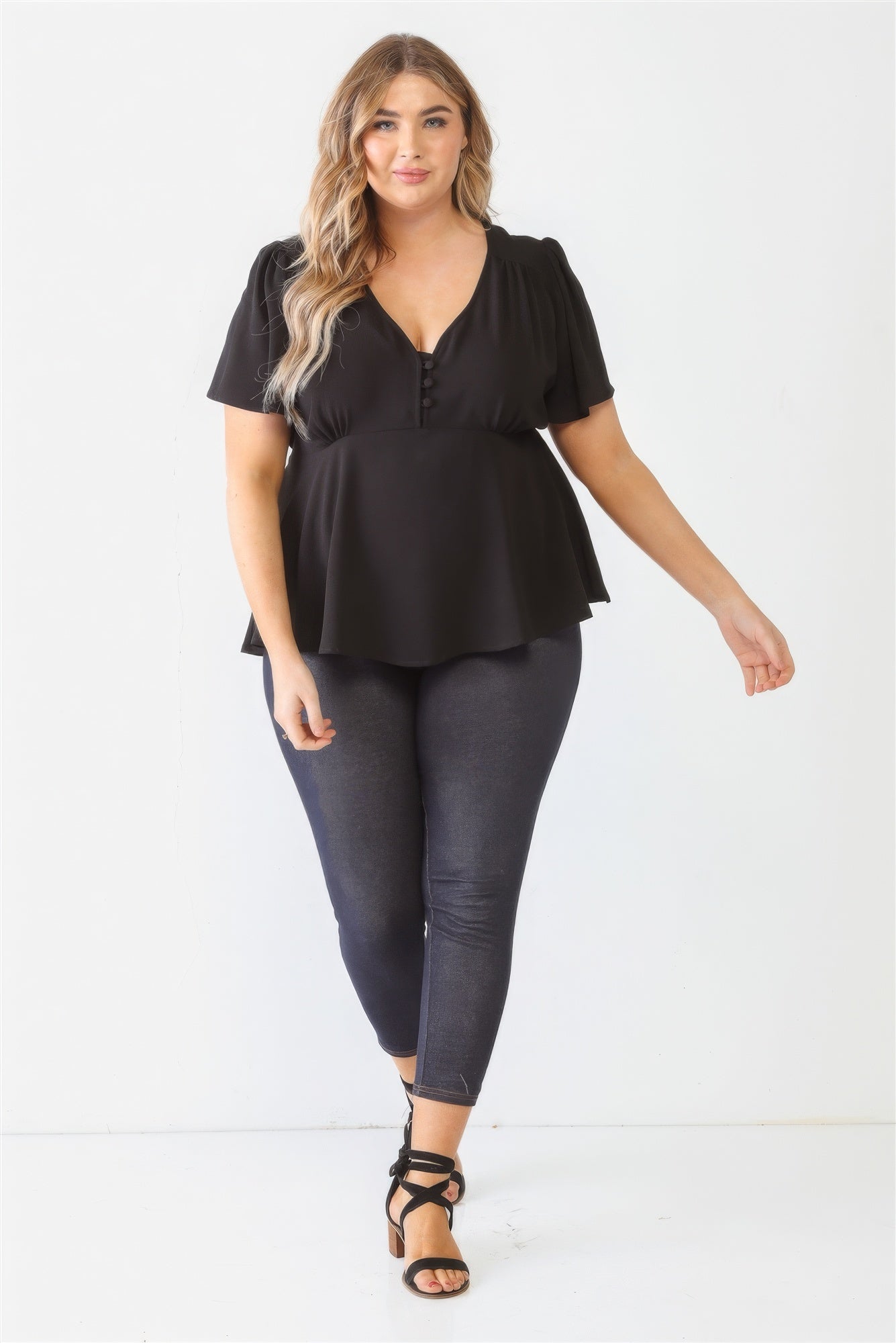 Plus Tie Detail Flare Top