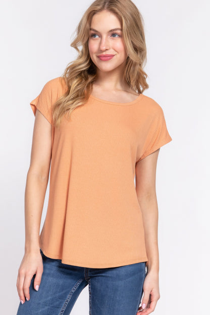 Short Dolman Slv Rib Knit Top