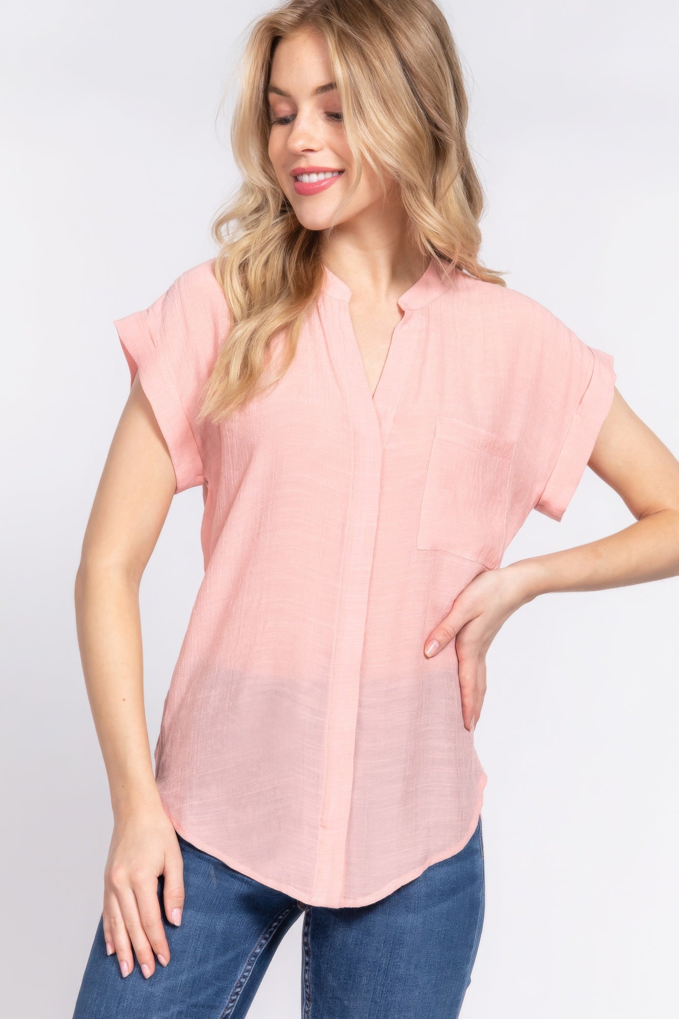 Dolman Slv Button Down Woven Top