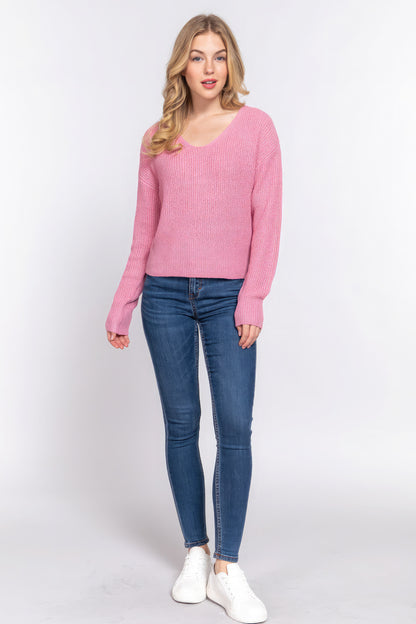 Dolman Slv Strappy Open Back Sweater