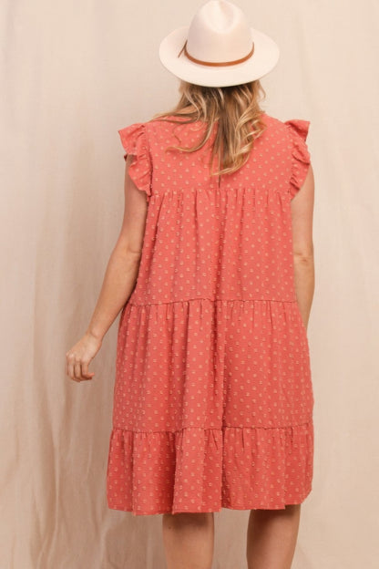 Dot Jacquard Babydoll Tiered Dress