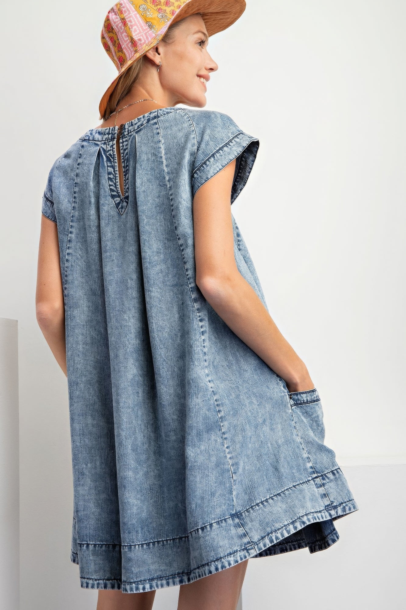 Stone Washed Denim Swing Dress