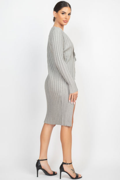 Longline Self-tie Cardigan Sweater