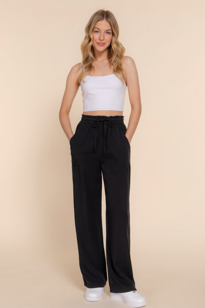 Elastic Waist Long Pants