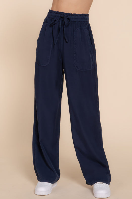 Elastic Waist Long Pants