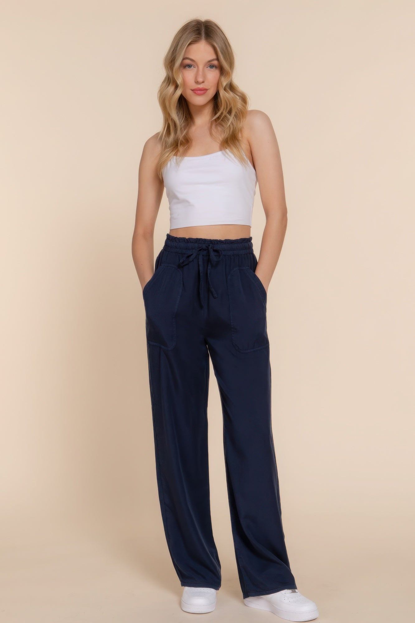 Elastic Waist Long Pants