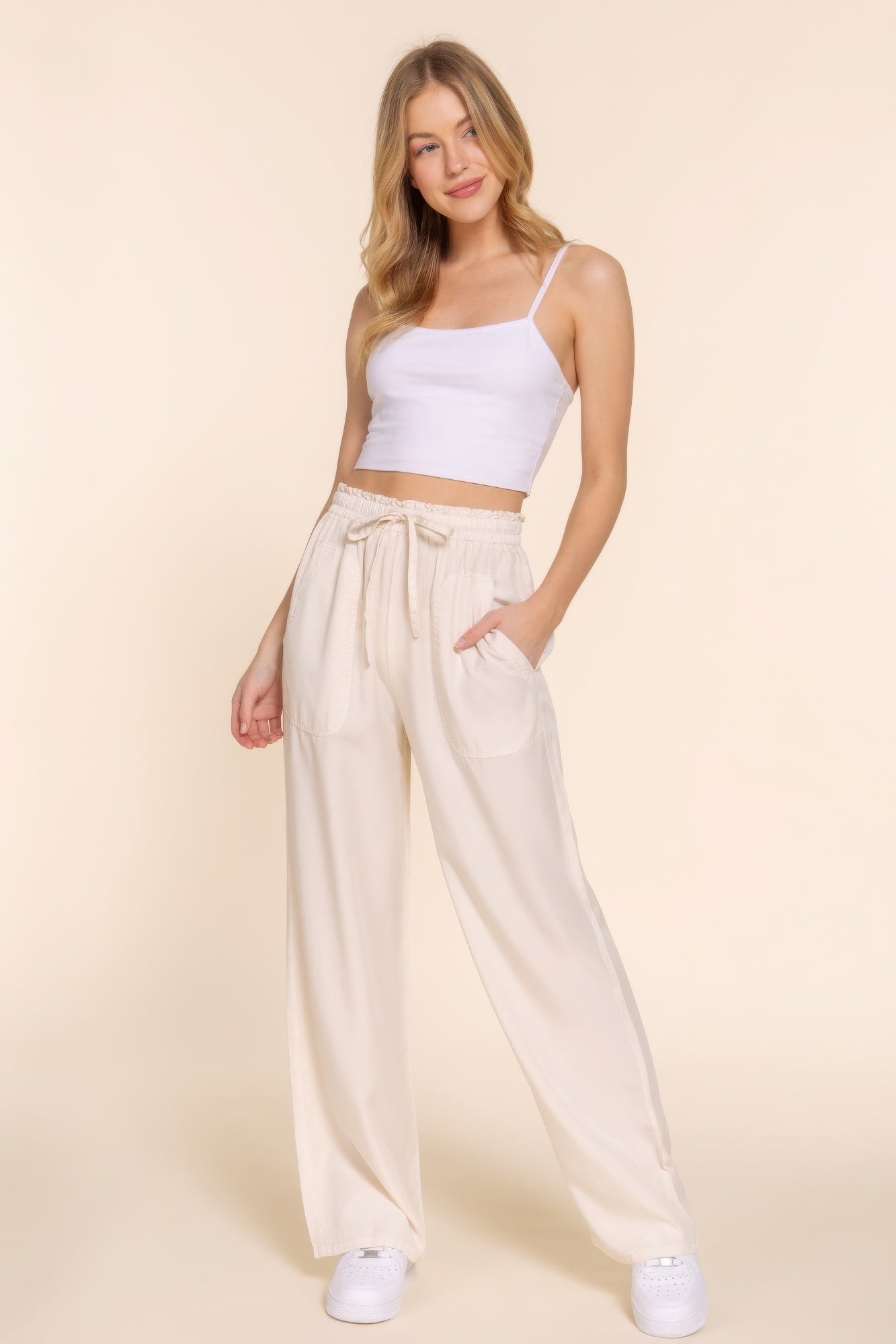 Elastic Waist Long Pants