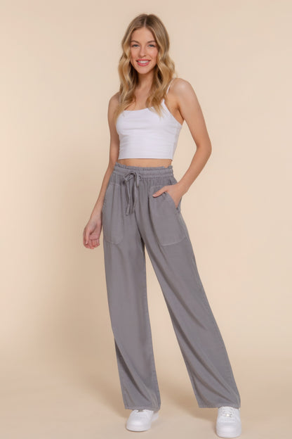 Elastic Waist Long Pants