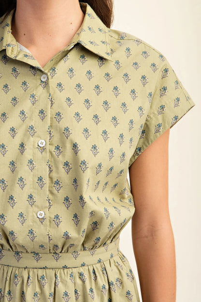 Printed drop shoulder cropped shirt