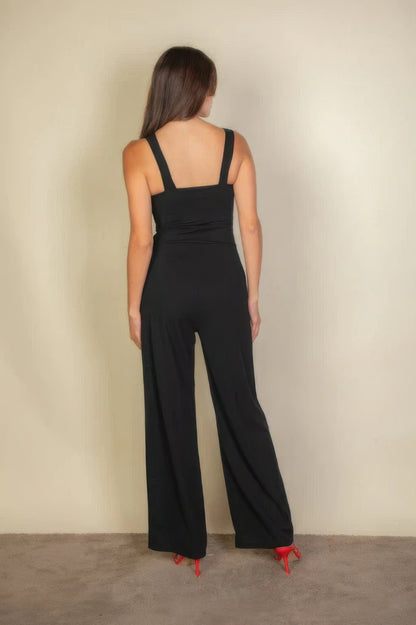 Notched neck cami jumpsuit